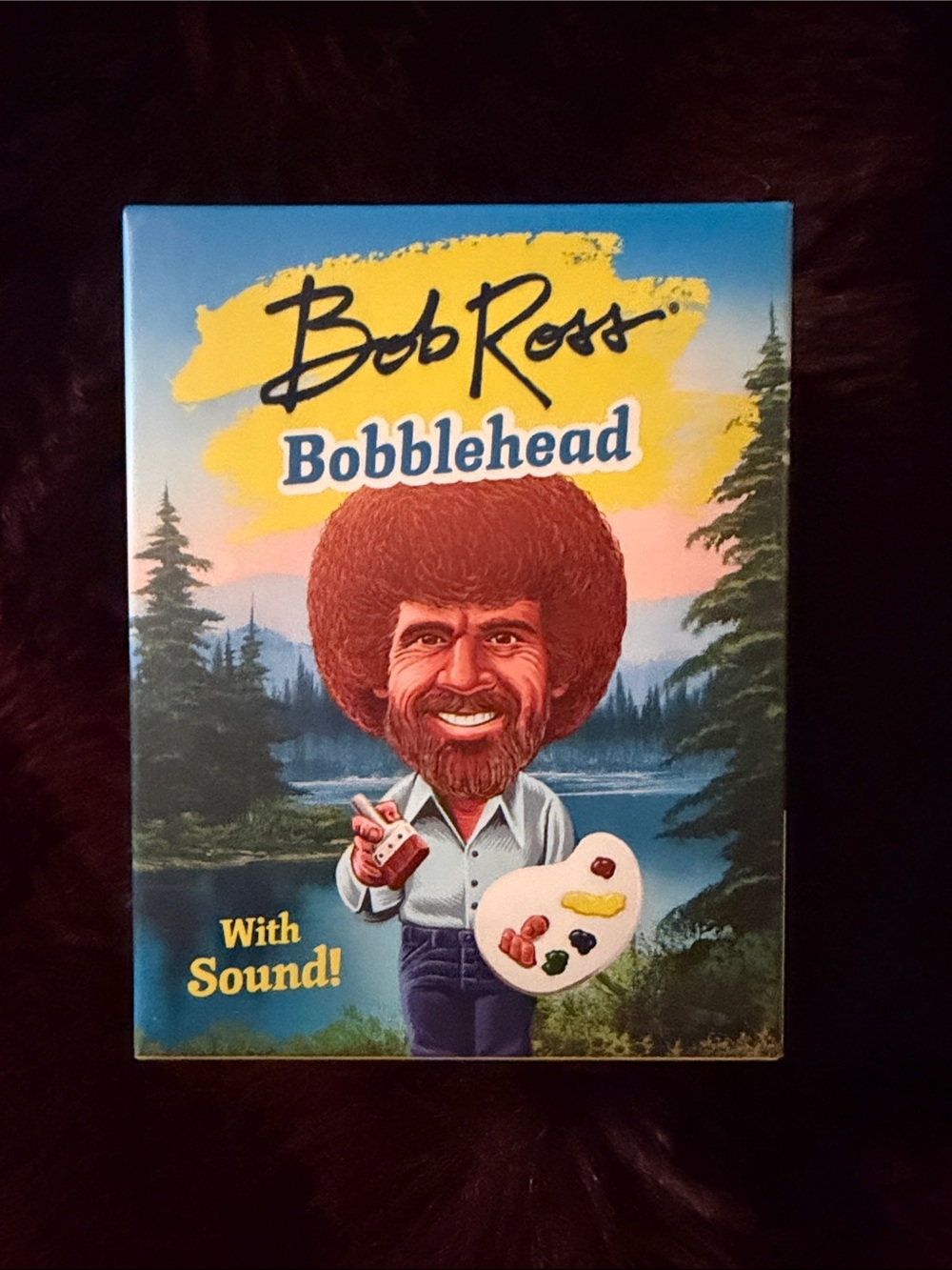 Hallmark Bob Ross Bobblehead - Blue, Yellow, Green, Brown